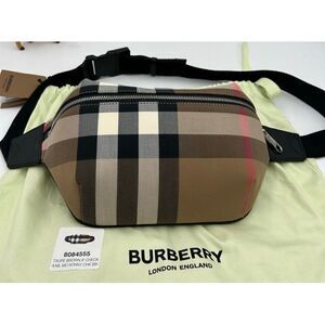 Burberry Sonny Check Crossbody/Belt Bag in Beige and Black